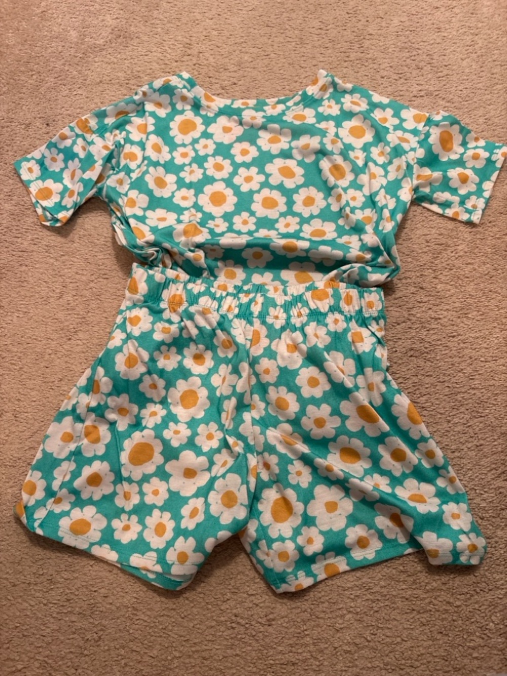 Cat & Jack Girls 2pc Outfit Daisy Print Top Shorts Set Size XL 14